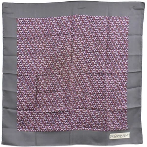 YVES SAINT LAURENT YSL 100% Silk Scarf Gray Multicolor - Picture 1 of 15