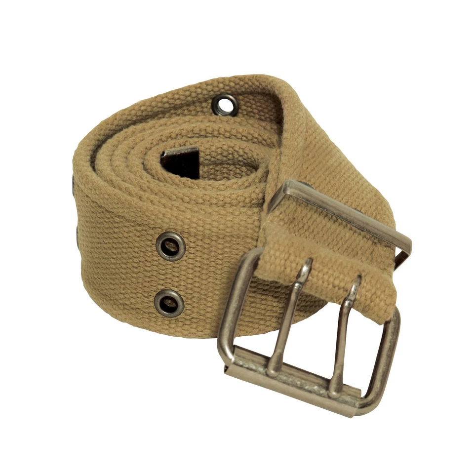 Khaki  Belt Cotton Double Prong Buckle Medium 4171-Khaki-M - Image 1 of 1