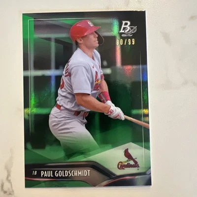 2021 Bowman Platinum Baseball Green Foil # 38 Paul Goldschmidt Serial #'d 13/99 - Image 1 of 3