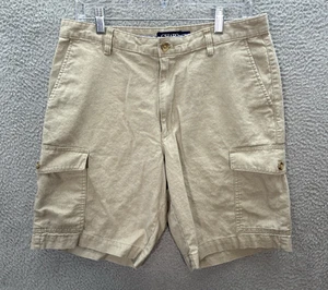Chaps Shorts Mens 33 Tan Linen Blend Cargo Relaxed Workwear Nautical Coastal - Picture 1 of 7