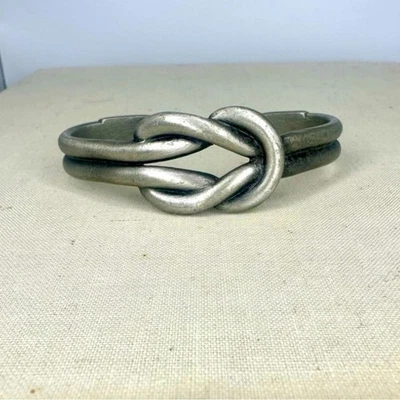 Pewter Double Love Knot Silver Cuff Bracelet - Image 1 of 4