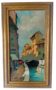 Cyrano Castelfranchi Oil On Board Old Milan Naviglio Ripa Ticinese 60x30 - Picture 1 of 9