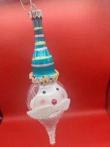 Blown Glass Finial 7 inch Santa Ornament - Picture 1 of 3