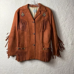 Vintage 50’s 60’s Pioneer Wear Albuquerque Leather Fringe Jacket Beaded RARE - Picture 1 of 14