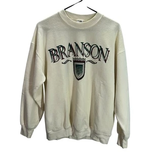 Vintage Branson Sweatshirt USA Made Cream Pullover Fruit of the Loom Retro L - Picture 1 of 6