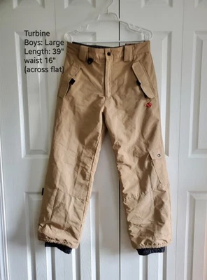 Turbine Snow Board Pants Boys L Khaki Tan Insulated See Pic - Image 1 of 4