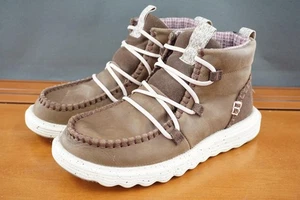 Botas de cuero Hey Dude Reyes para mujer talla 7 marrón cacao sin usar punta ligeras - Imagen 1 de 11