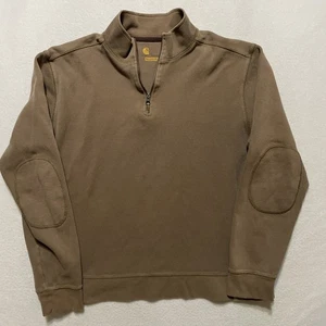 Carhartt Quarter Zip Brown Pullover Elbow Patch Sweatshirt Long Sleeve Large - Bild 1 von 6