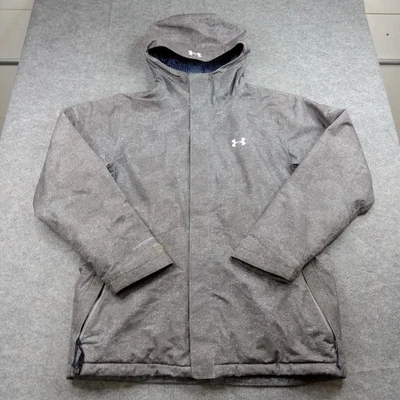 Under Armour Jacket Mens Large Gray Hooded Storm Waterproof Windbreaker - Image 1 of 4
