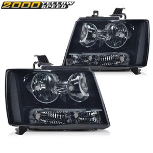 Smoked Corner Headlight Head Lamps Fit For 2007-2014 Chevy Tahoe Suburban LH+RH  - Picture 1 of 13