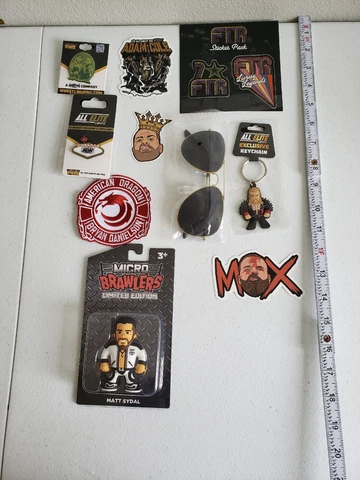 Pro Wrestling Loot Crate Exclusive Lot AEW Orange Cassidy Glasses,Stickers More Cover