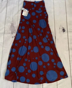 LulaRoe Maxirock Damen Größe 2XS lang dehnbar burgunderrot blau Rock gepunktet  - Bild 1 von 6