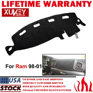 Fits For 1998- 2001 DODGE RAM 1500 2500 3500 DASH COVER MAT DASHBOARD USA BLACK - Picture 1 of 14
