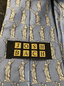 Josh Bach Silk Tie Blue Silver Scales of Justice Lawyer Handmade Necktie 4 x 59 - Picture 1 of 6