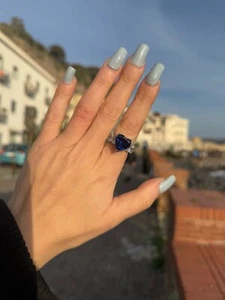 Anello In argento 925 Cuore Blu - Foto 1 di 4