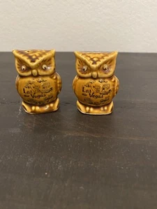 Vintage Owl Salt and Pepper Shakers Las Vegas Souvenir Ceramic Brown Retro 70s - Picture 1 of 4