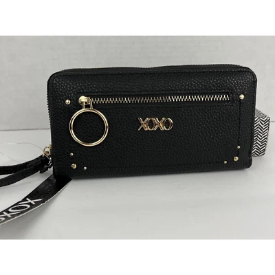 XOXO Muñequera Billetera 7.5x4 pulgadas Negro Dorado Acentos Portatarjetas de Crédito Foto 1 de 4