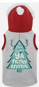Pup Crew Dog Gray Hoodie "Merry Christmas ya filthy animal" Size X Small Funny - Picture 1 of 8