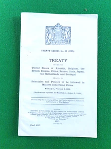 1925 HMSO REPORT ON TREATY BETWEEN USA BELGIUM BRITAIN CHINA ON CHINA POLICIES* - Picture 1 of 6
