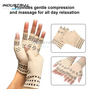 1Pair Unisex Compression Gloves Hand Support Joint Pain Relief Fingerless Gloves - Picture 1 of 18