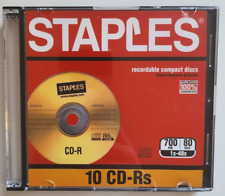 STAPLES CD-Rs Recordable Discs w/ Jewel Cases  ~ 700MB ~ 80 Minutes ~ New ~ 2