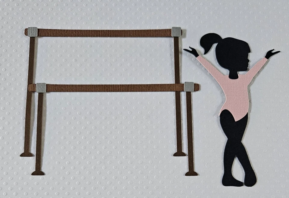 Barras y niñas desiguales de gimnasia. Álbum de recortes, piezas de papel para hacer tarjetas Foto 1 de 1