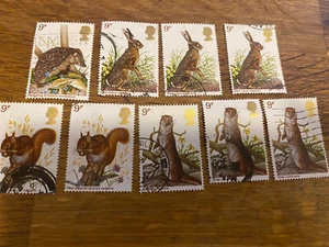 STAMPS GB 1977 BRITISH WILDLIFE RABBITS STRIP OF 9 STAMPS - Picture 1 of 2
