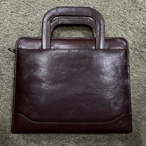 Franklin Covey Vollnarbenleder Aktentasche Burgund 7 Ringe versteckter Griff - Bild 1 von 10