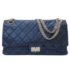 Chanel Blue 2.55 Reissue Chain Flap Shoulder Handbag Metallic Quilted Leather