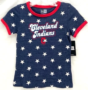 NEW Cleveland Indians Guardians New Era Short Sleeve Blue Shirt Star Youth M 7/8 - Picture 1 of 8