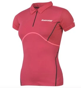 Babolat Women's Tennis Sport Polo Shirt Red Pink All Sizes NWT - Picture 1 of 3