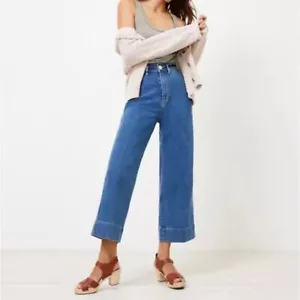 LOFT Made and Loved High Waist Cropped Flared Wide Leg Denim Culottes Jeans 29/8 - Picture 1 of 12