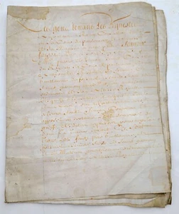 1645 MANUSCRIPT on VELLUM antique LAW DOCUMENT in FRENCH 10 leaves - Picture 1 of 12