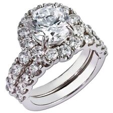 Wedding Diamond Ring Sets GIA IGI Certified Natural Round 1.60 Ct 14k White Gold