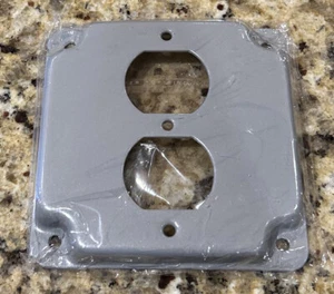 NEW MULBERRY DUPLEX COVER SQUARE SURFACE COVER RAISED 4" STEEL 11402. OLD STYLE! - Picture 1 of 2