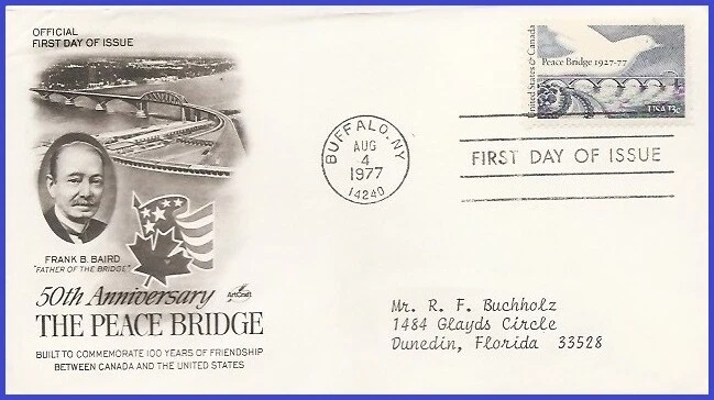 USA4 #1721 ADDR PCS ARTCRAFT FDC   Peace Bridge - Image 1 of 1