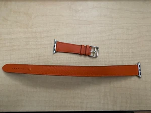 Hermes Double Tour Fauve Barenia Orange Apple Watch Band 38/40/42mm - Zdjęcie 1 z 4