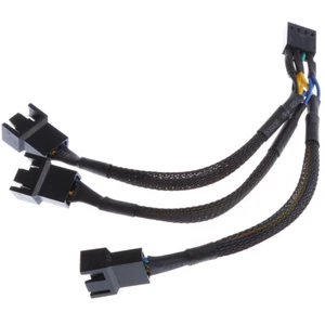 3 in 1 4-poliges PWM-Lüfterkabel schwarzes Sleeve-Verlängerungskabel - 15cm - Afbeelding 1 van 8