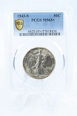 1943-S PCGS MS65+ Walking Liberty Half Dollar Business Strike 50C - Image 1 of 2
