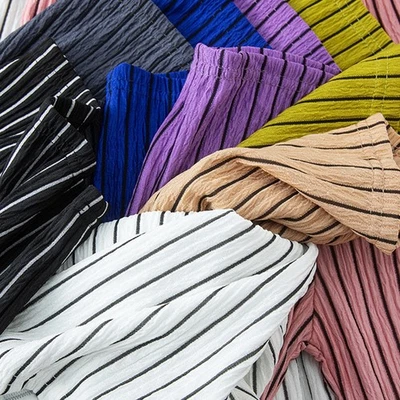 Womens Striped Pants Relaxed Fit Perfectly Suited For Various Seasonal Outfits - Image 1 of 4