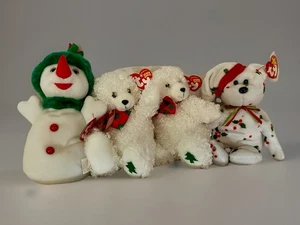 Ty Christmas Beanie Babys Schneemann 2 Bären, Bär mit Mütze - Bild 1 von 8
