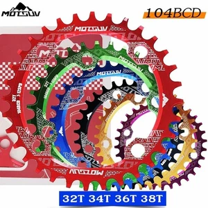 Bike Crank 104BCD Narrow Wide 32T/34T/36T/38T MTB Chainring Circle Single Plate - Picture 1 of 36