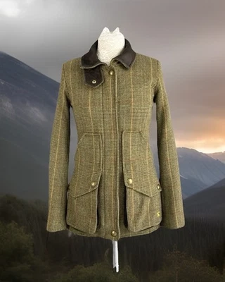 Joules Fieldcoat Mr toad green tweed Wool check country Jacket UK 8 - Image 1 of 4