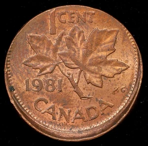 1981 Off-Center 5% Mint Error Canada One Cent Coin Copper 19mm - Picture 1 of 2