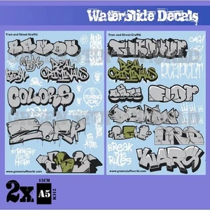 Green Stuff World GSW2008 - Waterslide Decals - Train And Graffiti Mix Silver - Picture 1 of 1
