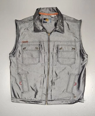 Chaleco vaquero vintage South Pole 2KTeam para hombre XL. Patinadora holgada de hip-hop gris brillo Foto 1 de 4