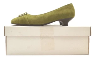 Italienische Damenschuhe Größe 6 G Velourleder Olivgrün - Bild 1 von 7