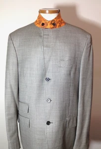 ETRO MILANO BRISEIDE BLK&WHITE GLEN PLAID WOOL JACKET TAB COLLAR, EU 54L - Picture 1 of 10