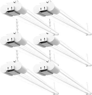 Sunco 6 Pack Linkable LED Utility Shop Light, 4500 LM, 6000K Daylight Deluxe, 4