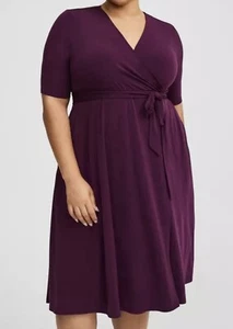 Torrid Surplice Wrap Midi Dress 2 2X 18/20 Purple Knit Stretch 3/4 Sleeves NEW - Picture 1 of 14